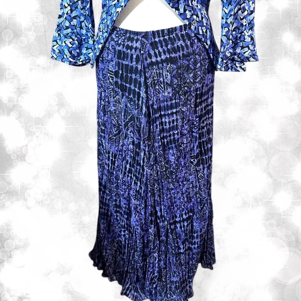 Ruby RD. Boho Deep Blue Plus Size Flowy Maxi Skirt